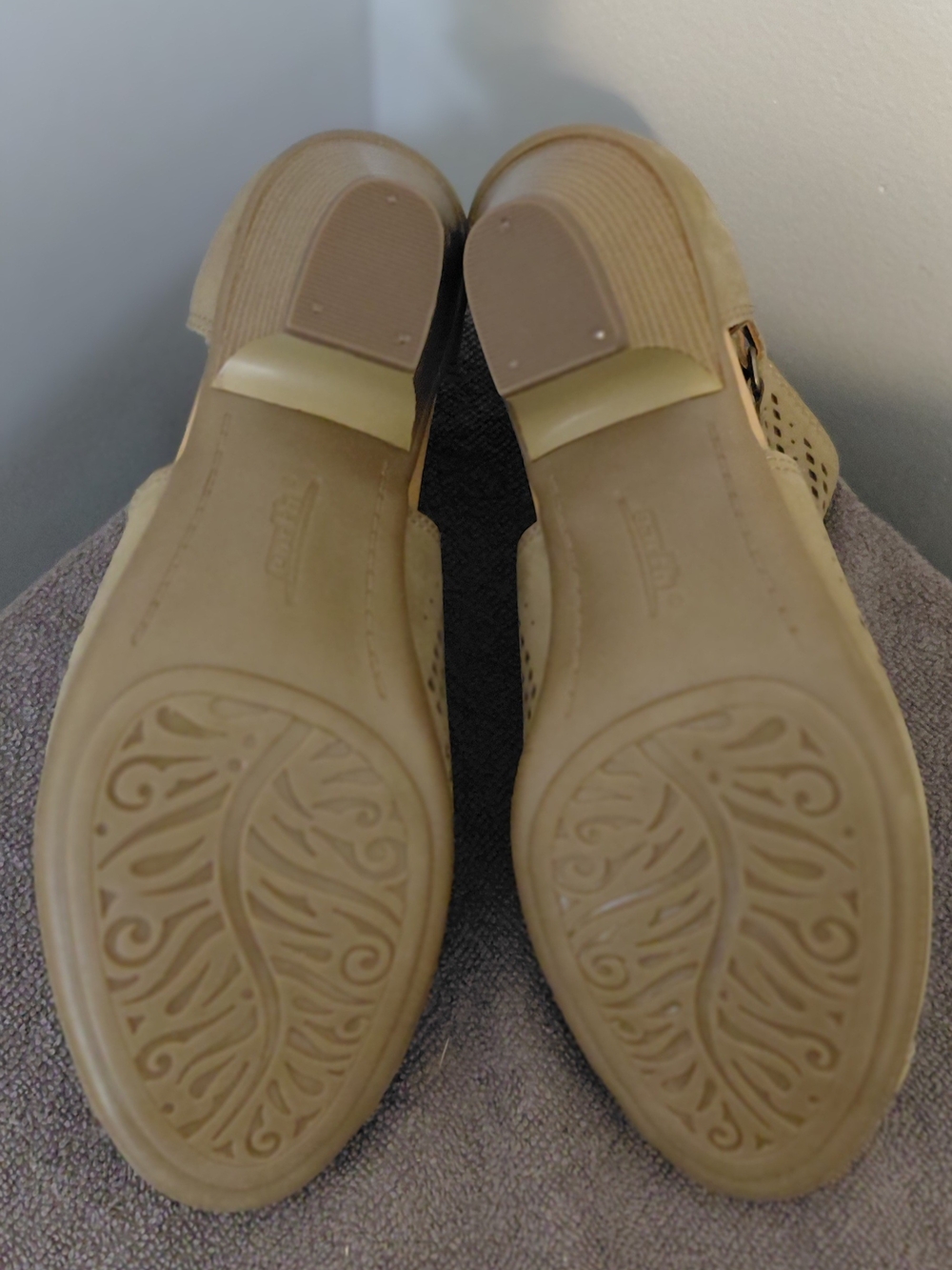 Earth Beige Perforated Peep-Toe Ankle Booties - Picture 5 of 7